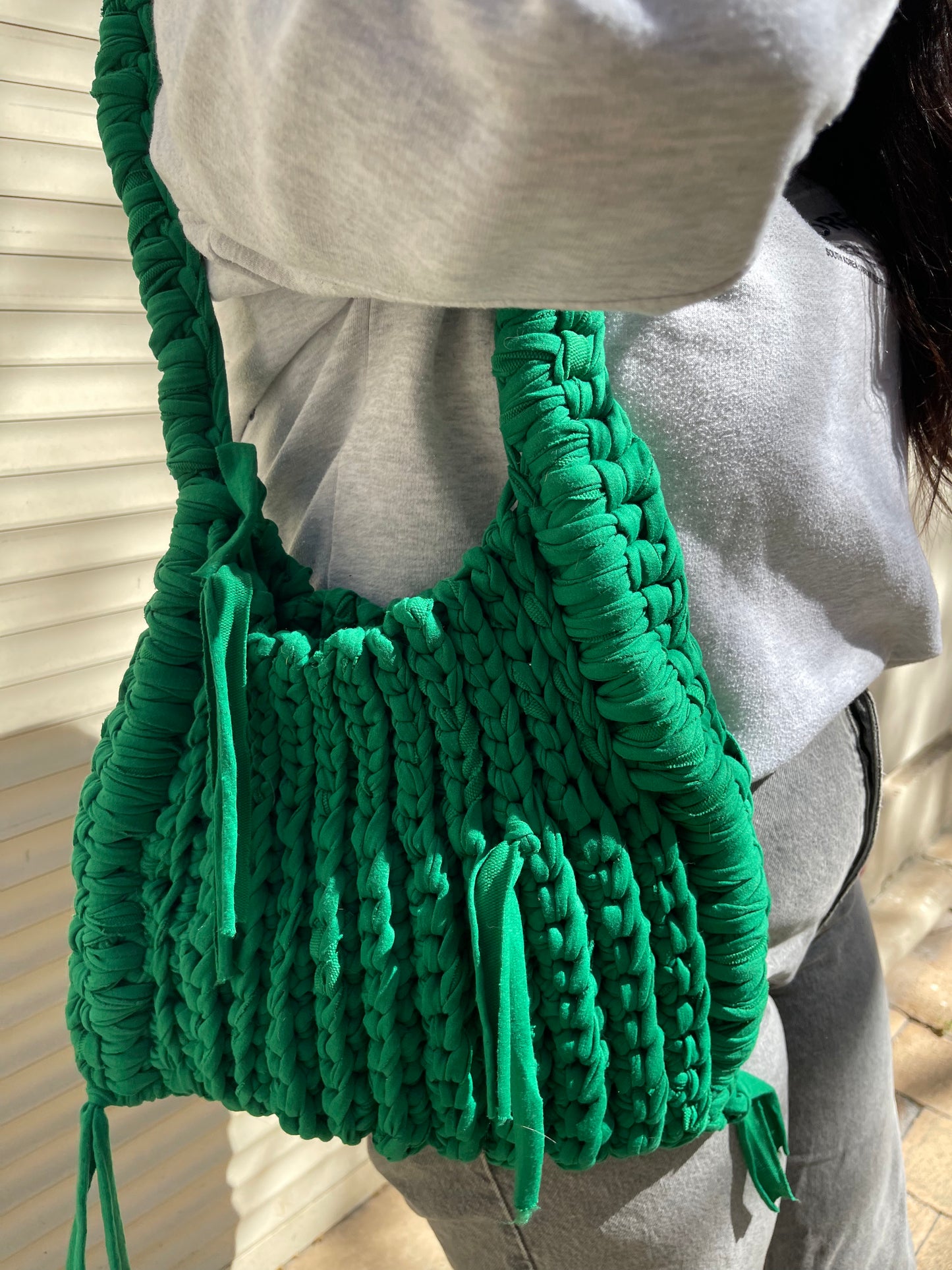 Sac en crochet vert électrique, sac design