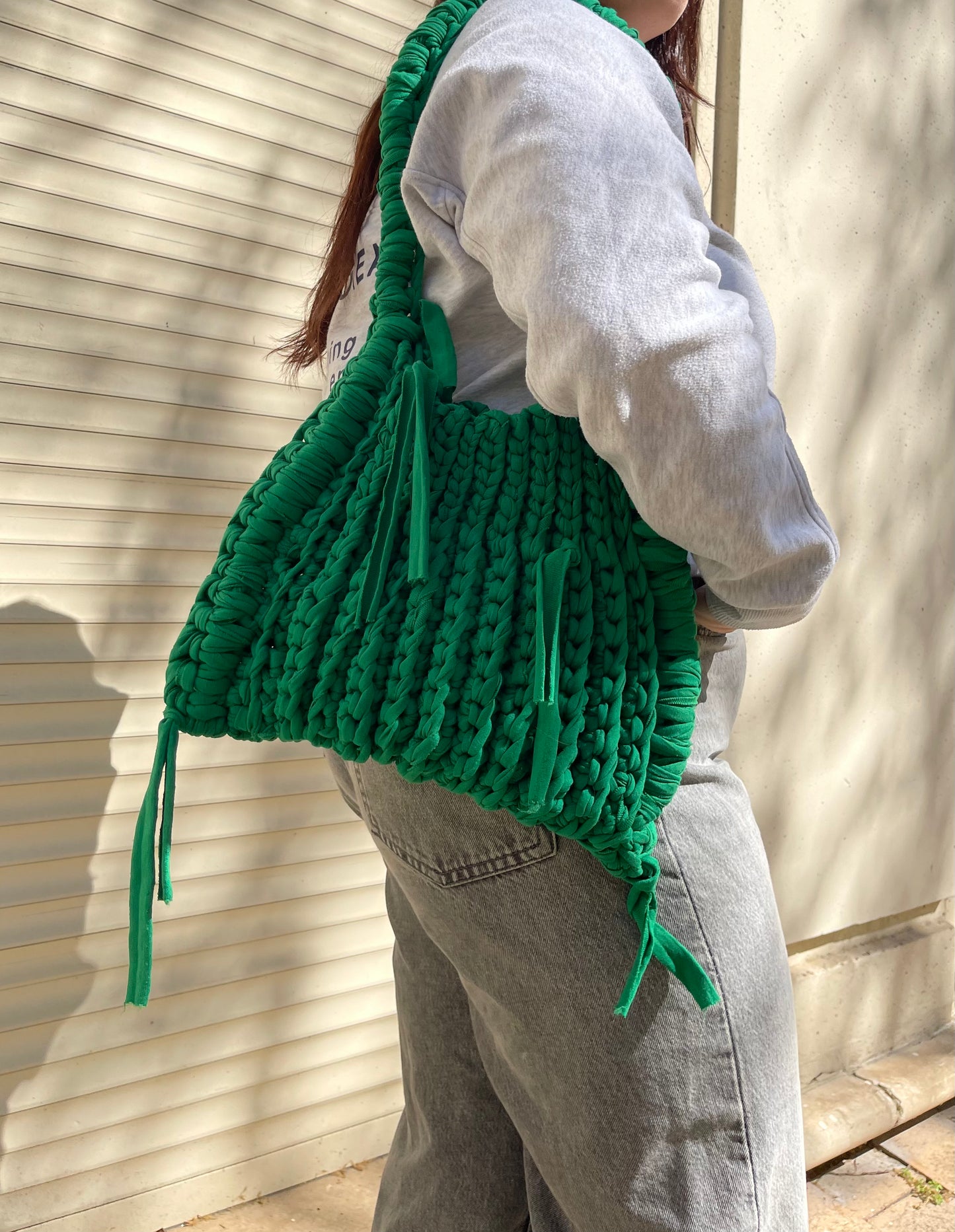 Sac en crochet vert électrique, sac design