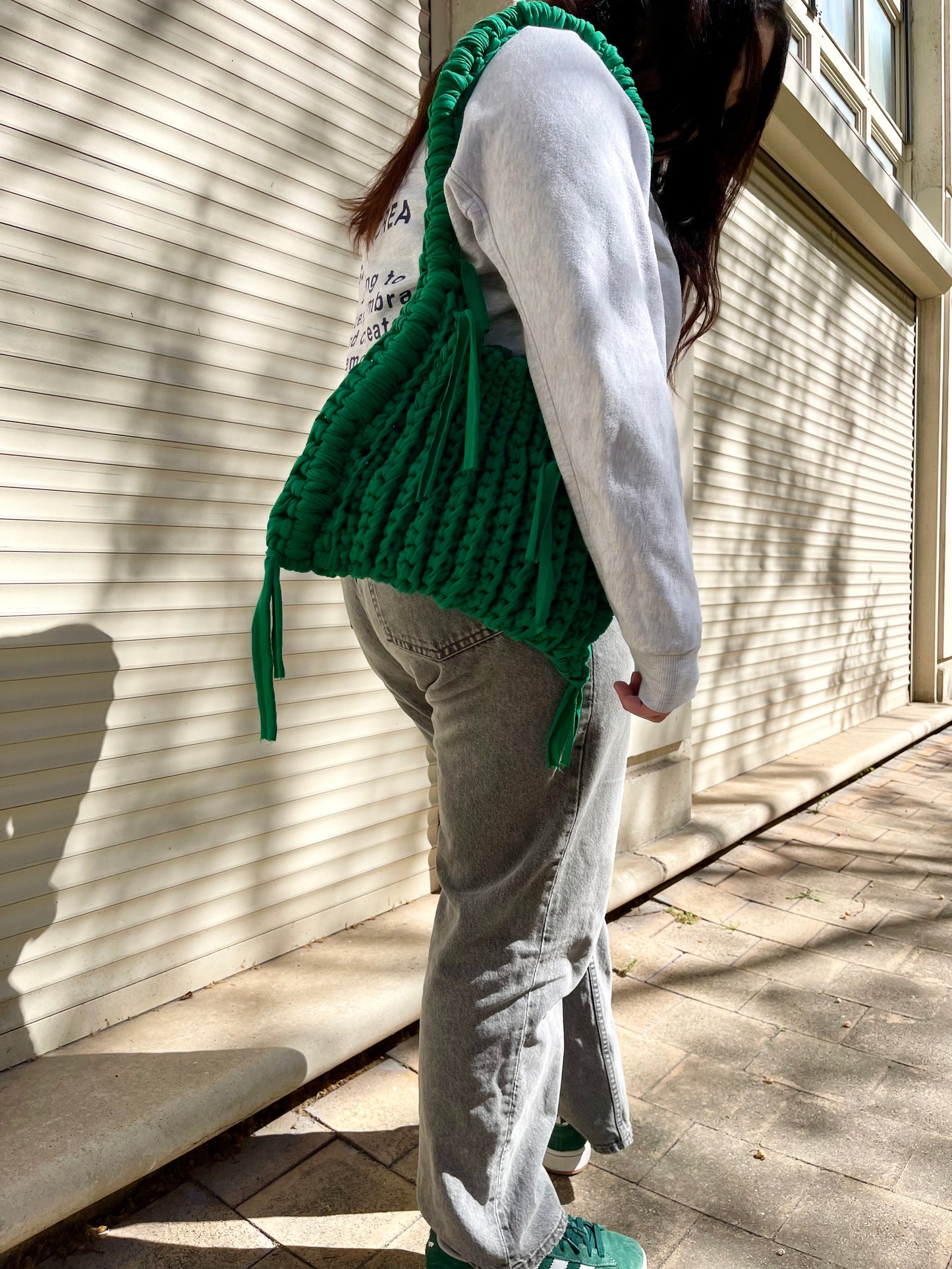 Sac en crochet vert électrique, sac design