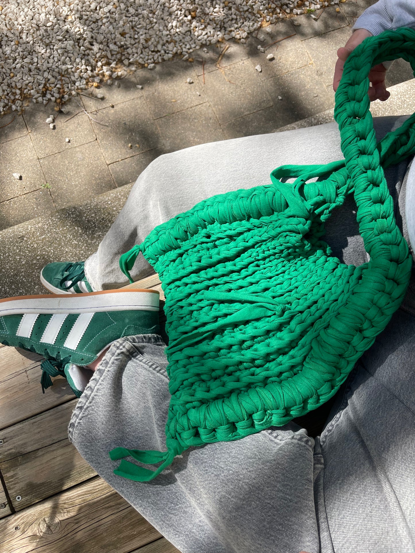 Sac en crochet vert électrique, sac design