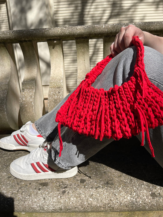 sac a main rouge en crochet
