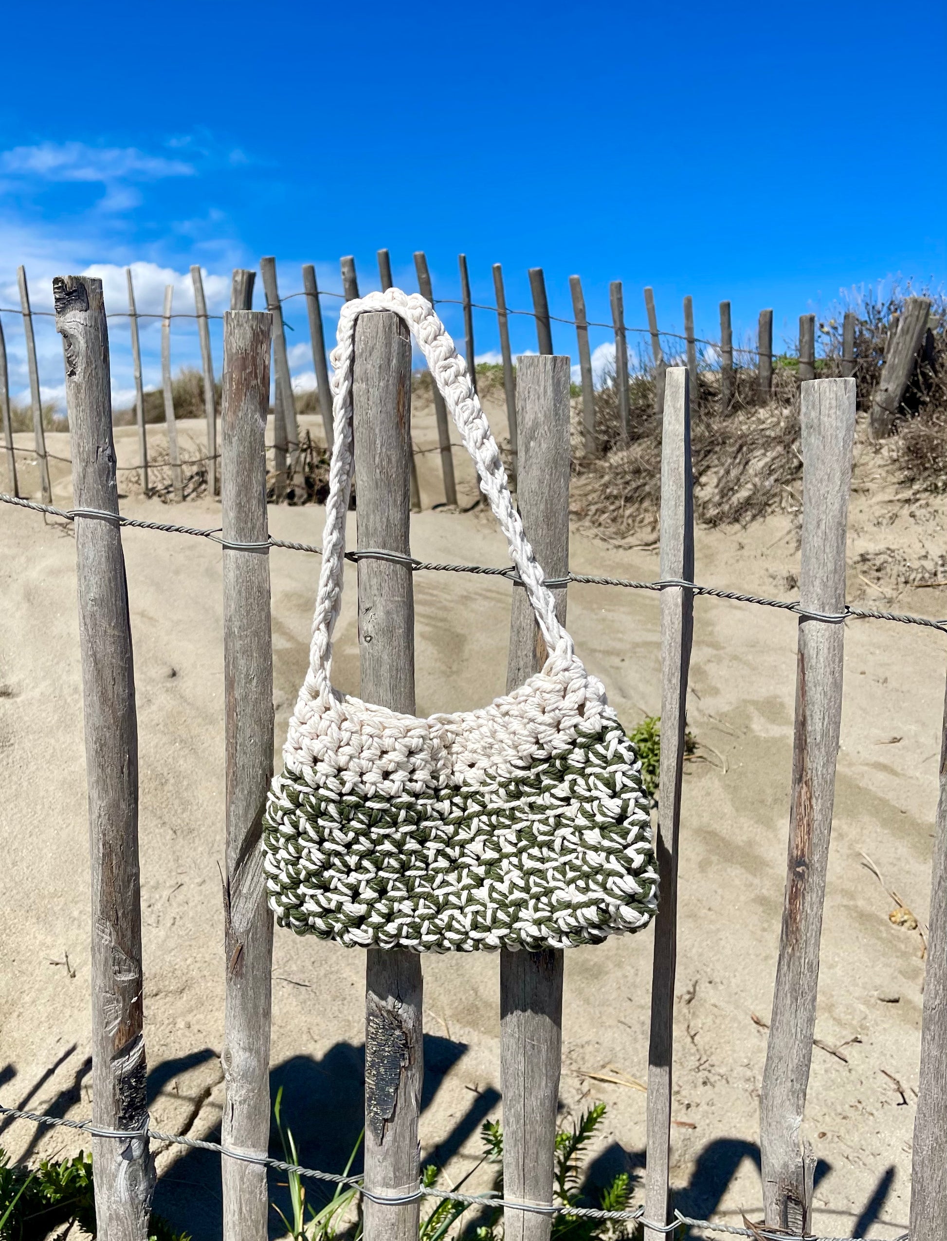 Sac à main en macramé kaki et beige - Padlockfr