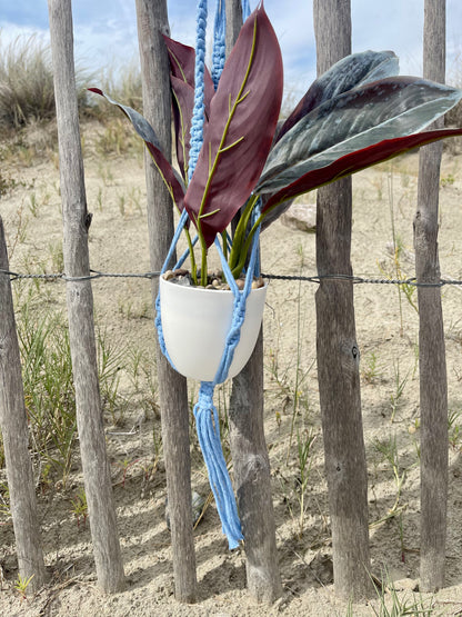 Suspension pour plantes en macramé bleue - Padlockfr