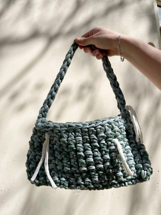 Sac à main en crochet vert d'eau