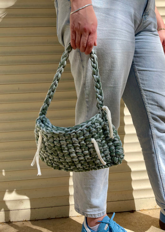 Sac à main en crochet vert d'eau