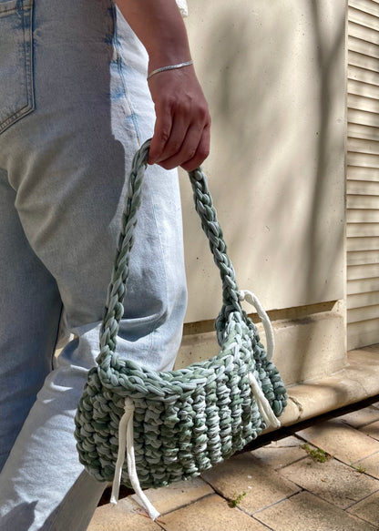 Sac à main en crochet vert d'eau