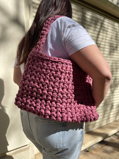 Sac en crochet violet, compatible ordinateur