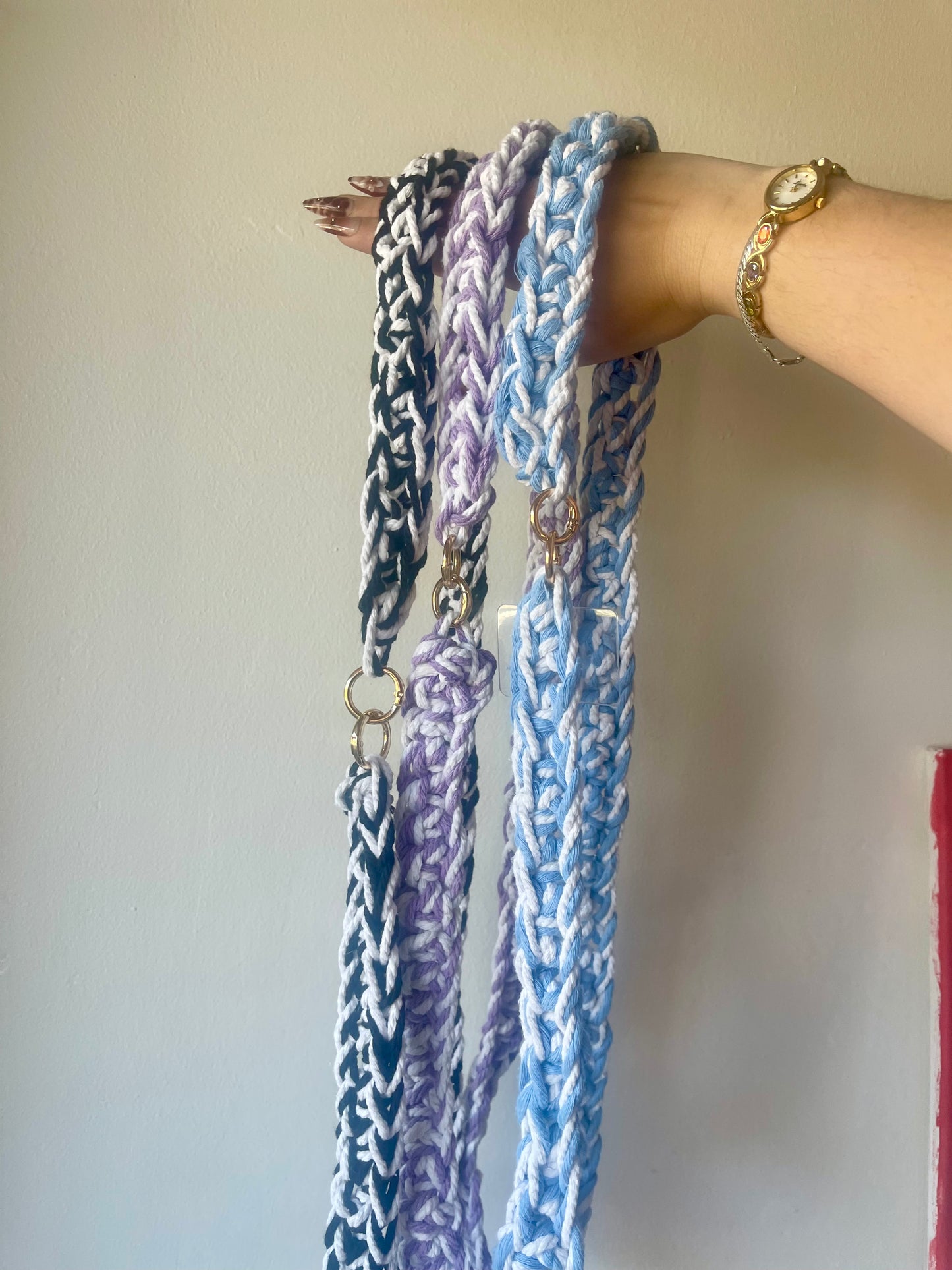 Accessoire bandoulière téléphone macramé
