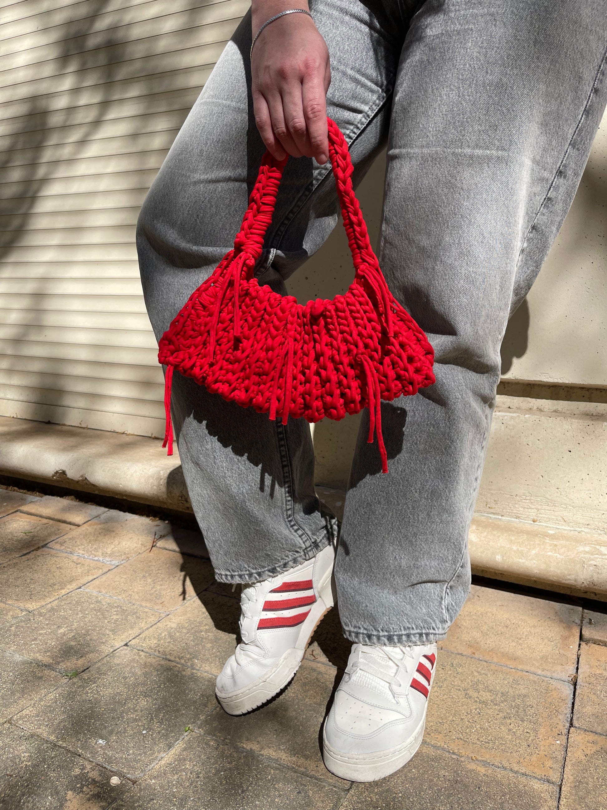 mini sac en crochet rouge