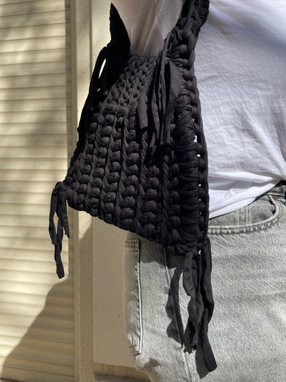 sac a main en crochet noir design