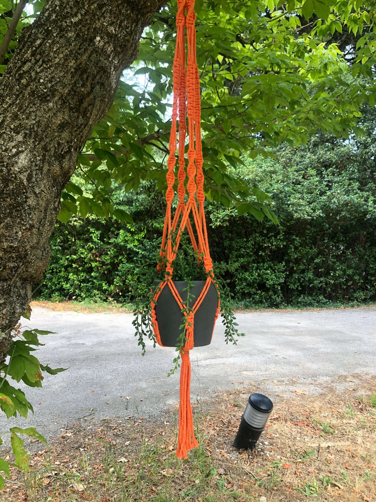 Suspension pour plantes en macramé orange - Padlockfr