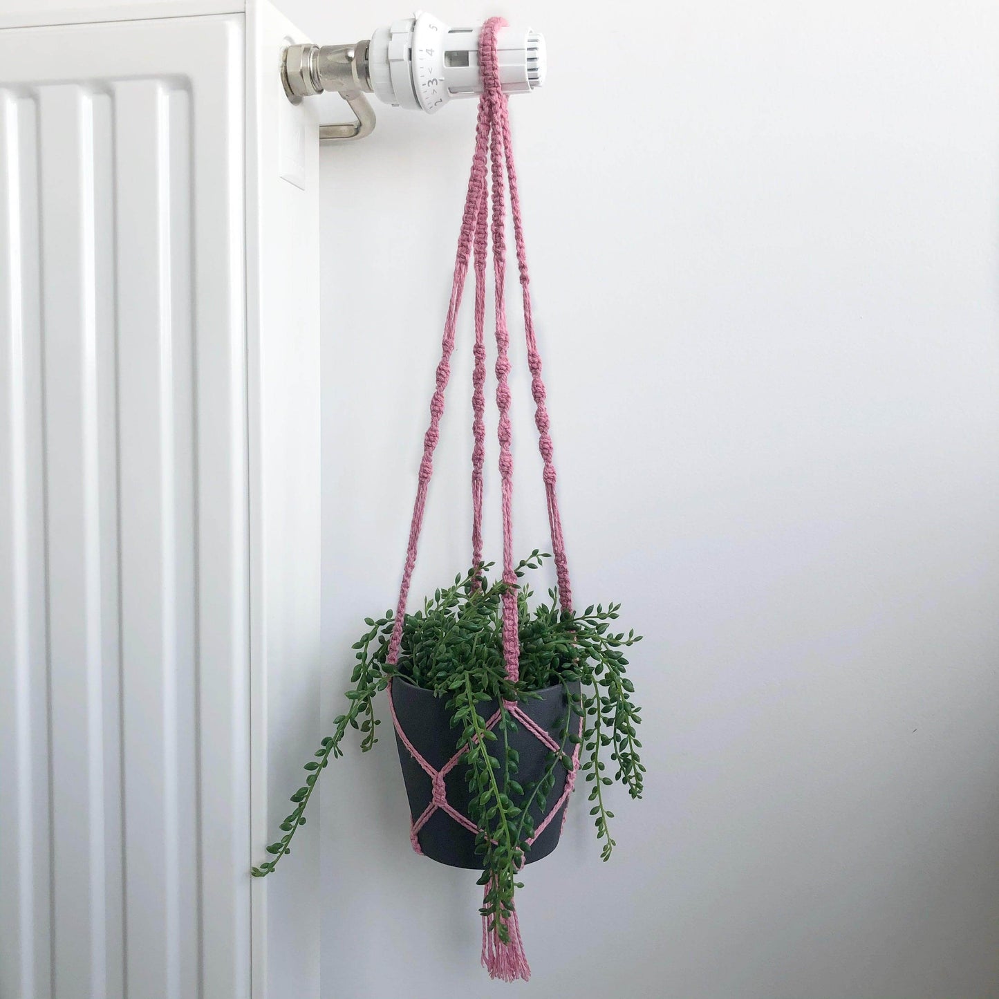 Suspension pour plantes en macramé rose - Padlockfr