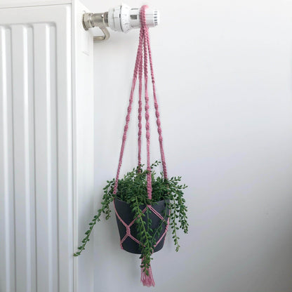 Suspension pour plantes en macramé rose - Padlockfr