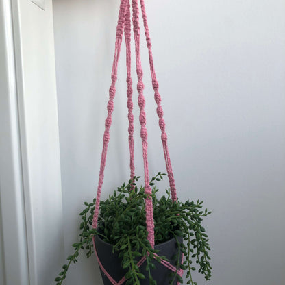 Suspension pour plantes en macramé rose - Padlockfr